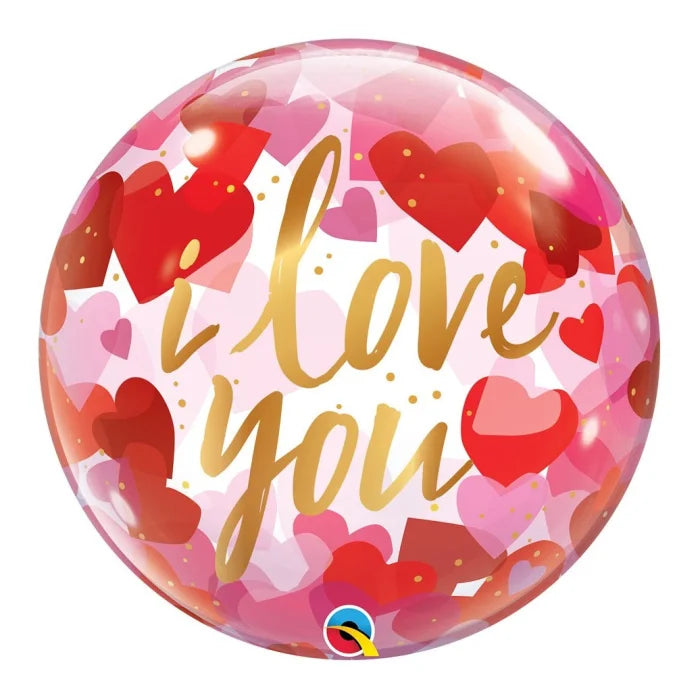 Balon foliowy Bubble Poj."I Love You Paper Hearts" 22" QL