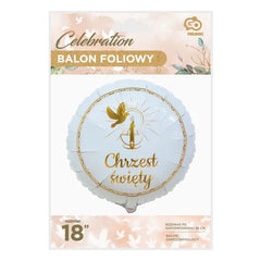 Balon foliowy Chrzest Święty gołąbek i świeca , 18"