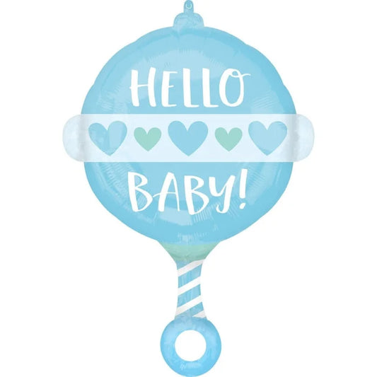 Balon foliowy CIR Hello Baby, niebieski, 43x60 cm, zapakowany