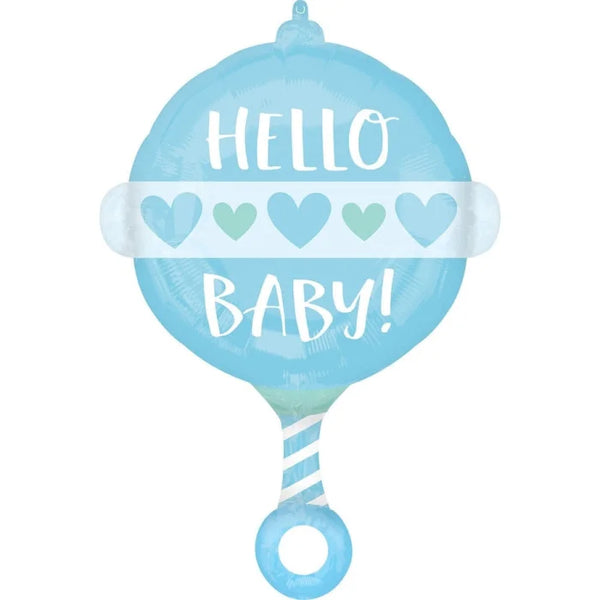 Balon foliowy CIR Hello Baby, niebieski, 43x60 cm, zapakowany
