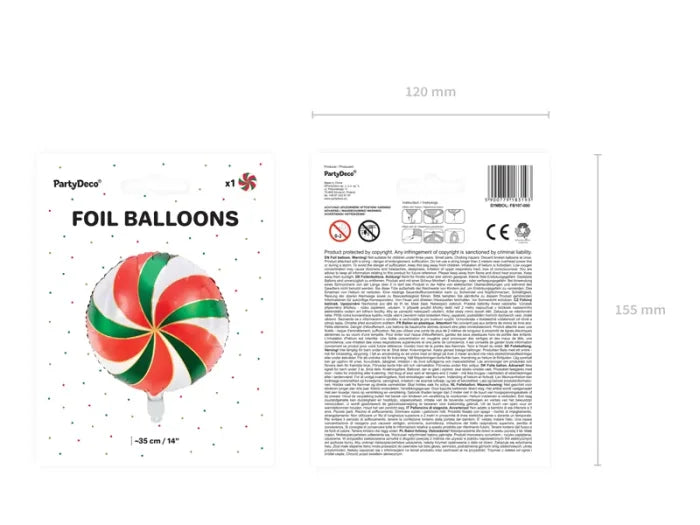 Balon Foliowy „Cukierek” – Biały z Kolorowym Nadrukiem 35 cm