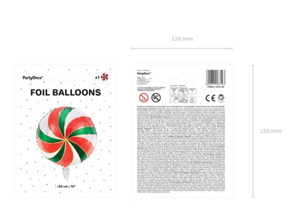 Balon Foliowy „Cukierek” – Biały z Kolorowym Nadrukiem 35 cm