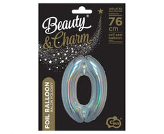 Balon Foliowy Cyfra ’0’’ – Srebrny Holograficzny | 76 cm