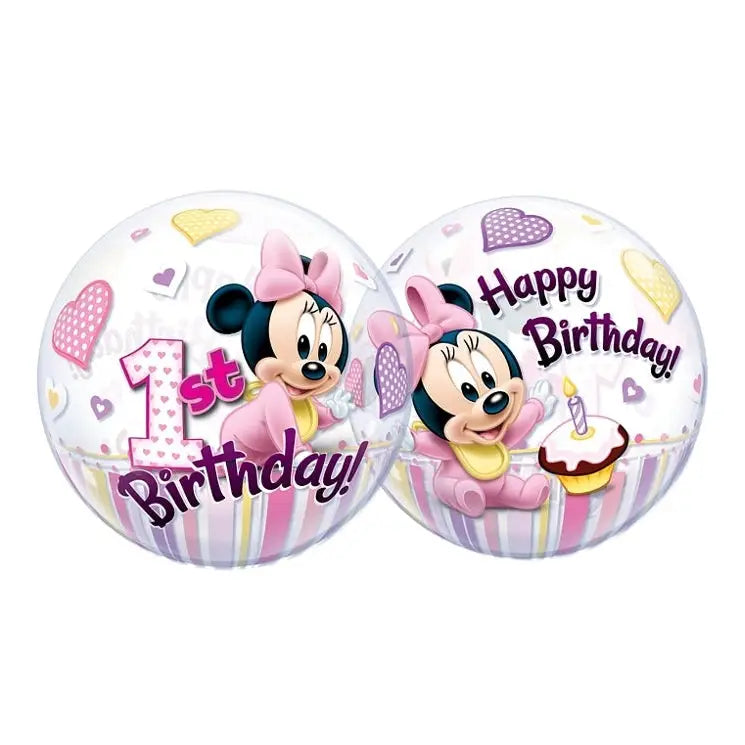 Balon foliowy Cyfra 1, Bubble Minne Mouse 1 Urodziny, 22 cali QL