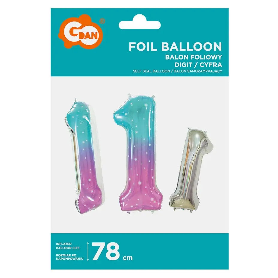 Balon foliowy Cyfra 1, Kosmos, 78 cm