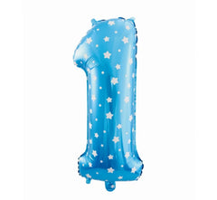 Balon foliowy Cyfra 1 niebieski w białe gwiazdy 61 cm