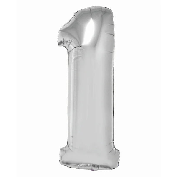 Balon foliowy Cyfra 1, Srebrna, SMART, 76 cm