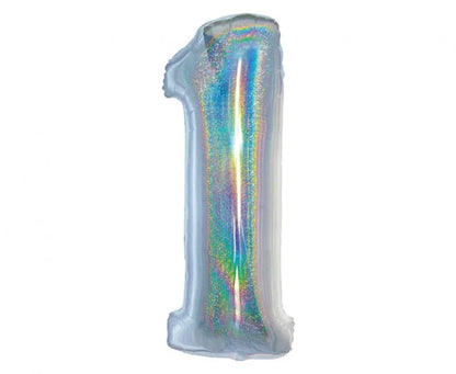 Balon Foliowy Cyfra „1” – Srebrny Holograficzny | 76 cm