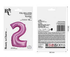 Balon Foliowy Cyfra ’2’’ – Satynowy Różowy | 76 cm