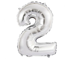 Balon foliowy cyfra ’2’’ – srebrny 35 cm