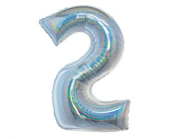 Balon Foliowy Cyfra ’2’’ – Srebrny Holograficzny | 76 cm