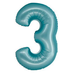 Balon foliowy Cyfra 3, j. niebieska matowa, Smart, 76 cm