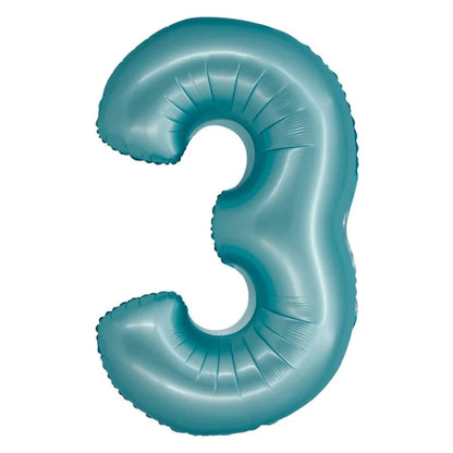 Balon foliowy Cyfra 3, j. niebieska matowa, Smart, 76 cm