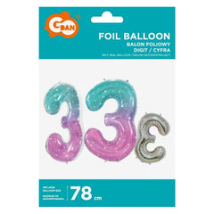 Balon foliowy Cyfra 3, Kosmos, 78 cm