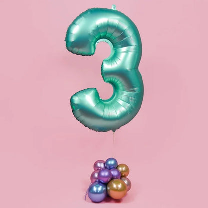 Balon foliowy Cyfra 3, miętowa matowa, Smart, 76 cm
