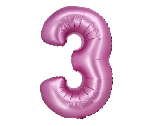 Balon Foliowy Cyfra ’3’’ – Satynowy Różowy | 76 cm