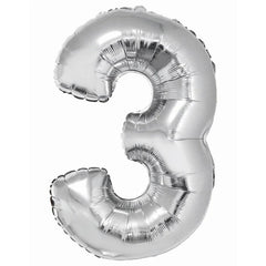 Balon foliowy Cyfra 3, Srebrna, SMART, 76 cm
