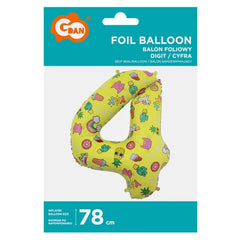 Balon foliowy CYFRA 4, obrazki, 78 cm