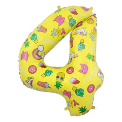 Balon foliowy CYFRA 4, obrazki, 78 cm