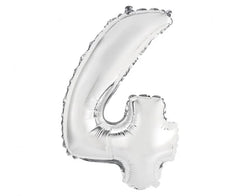 Balon foliowy cyfra ’4’’ – srebrny 35 cm