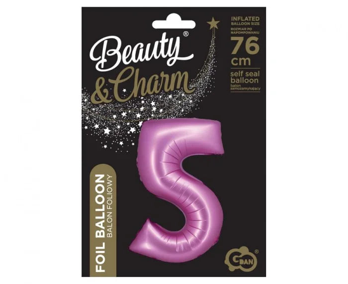 Balon Foliowy Cyfra ’5’’ – Satynowy Różowy | 76 cm
