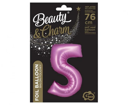 Balon Foliowy Cyfra ’5’’ – Satynowy Różowy | 76 cm