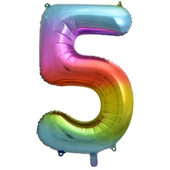 Balon foliowy Cyfra 5, tęczowa, 85 cm