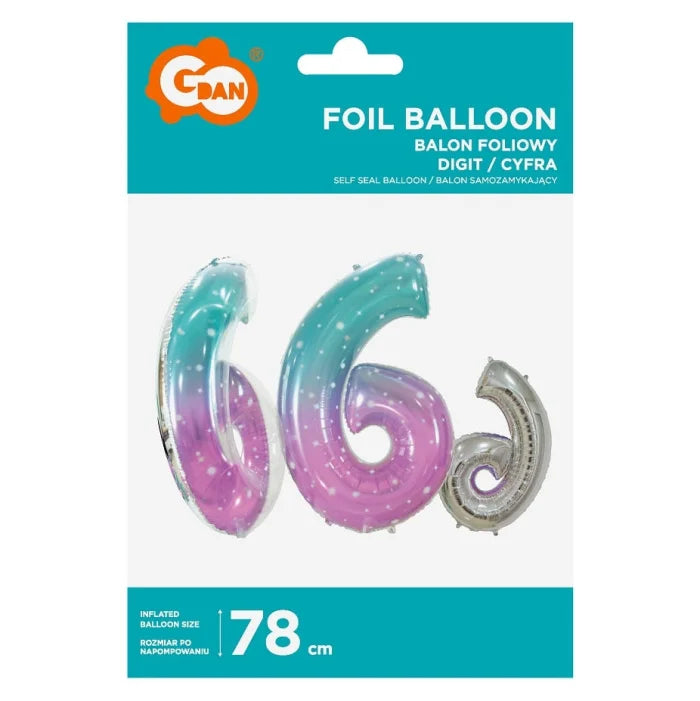 Balon foliowy Cyfra 6, Kosmos, 78 cm