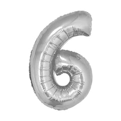 Balon foliowy Cyfra 6, srebrna, 35 cm