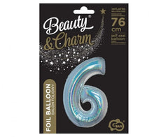 Balon Foliowy Cyfra ’6’’ – Srebrny Holograficzny | 76 cm