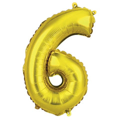 Balon foliowy Cyfra 6, złota, 35 cm
