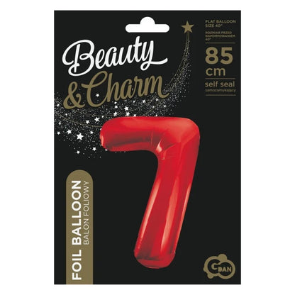 Balon foliowy Cyfra 7, czerwona, 85 cm