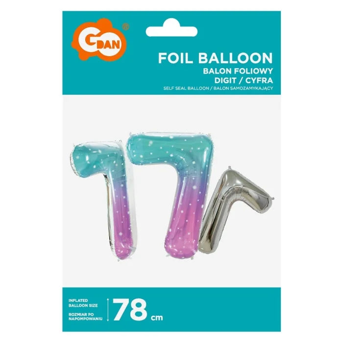 Balon foliowy Cyfra 7, Kosmos, 78 cm