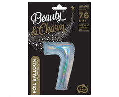 Balon Foliowy Cyfra ’7’’ – Srebrny Holograficzny | 76 cm