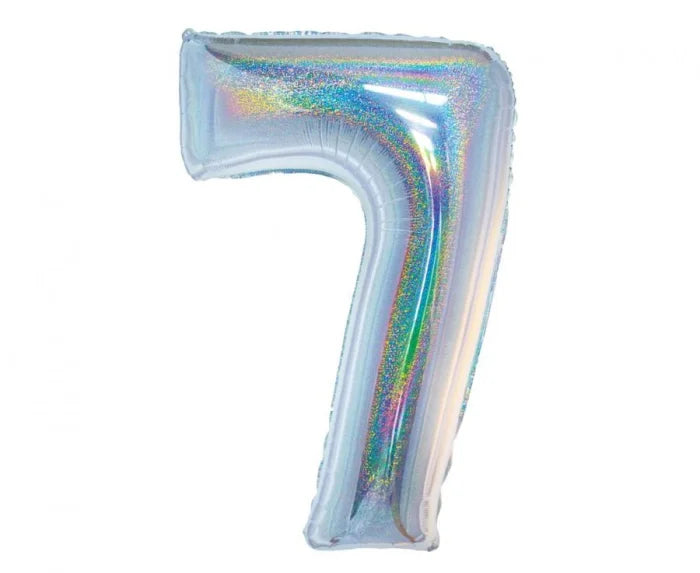 Balon Foliowy Cyfra ’7’’ – Srebrny Holograficzny | 76 cm