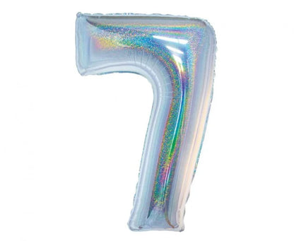 Balon Foliowy Cyfra ’7’’ – Srebrny Holograficzny | 76 cm