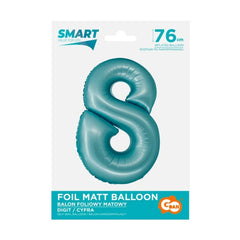 Balon foliowy Cyfra 8, j. niebieska matowa, Smart, 76 cm