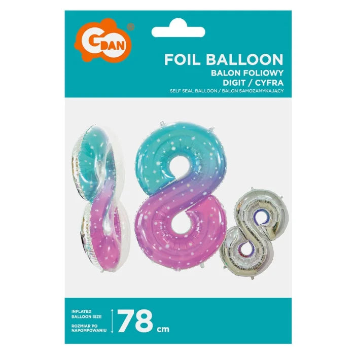 Balon foliowy Cyfra 8, Kosmos, 78 cm