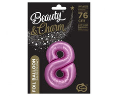 Balon Foliowy Cyfra ’8’’ – Satynowy Różowy | 76 cm