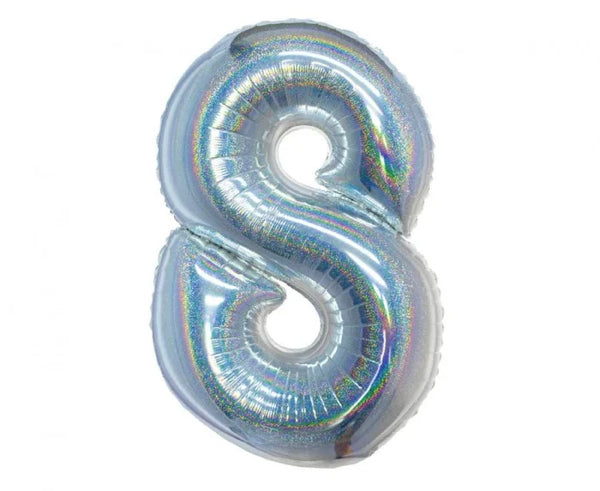 Balon Foliowy Cyfra ’8’’ – Srebrny Holograficzny | 76 cm