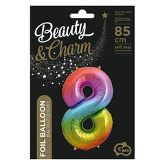 Balon foliowy Cyfra 8, tęczowa, 85 cm