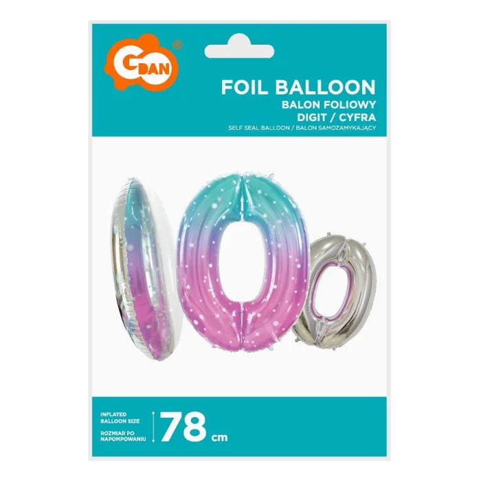 Balon foliowy Cyfra 0, Kosmos, 78 cm