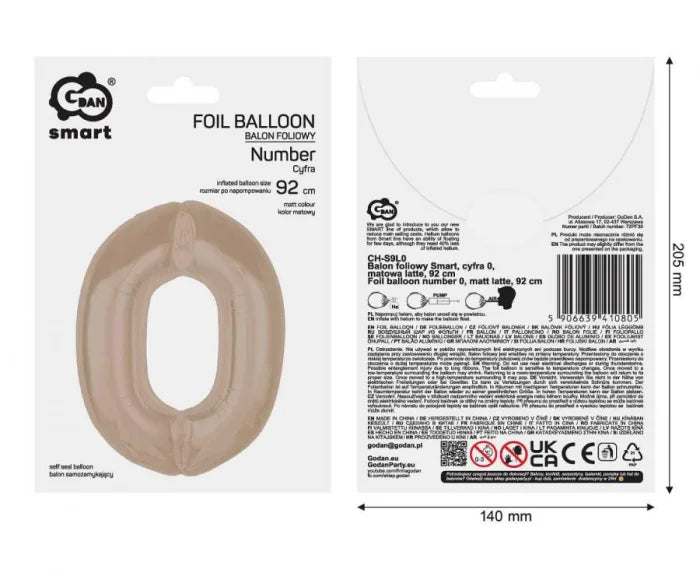 Balon Foliowy Cyfra Matowa Latte (92 cm)