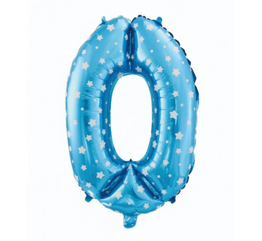 Balon foliowy Cyfra niebieski w białe gwiazdy 61 cm