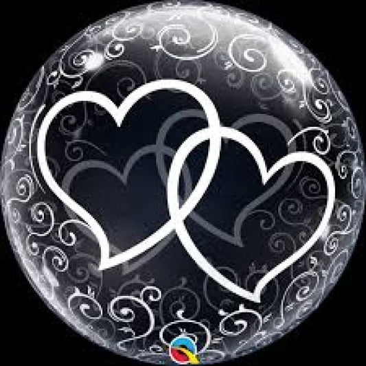 Balon foliowy Deco Bubble Balloon Hearts 24" – 61 cm