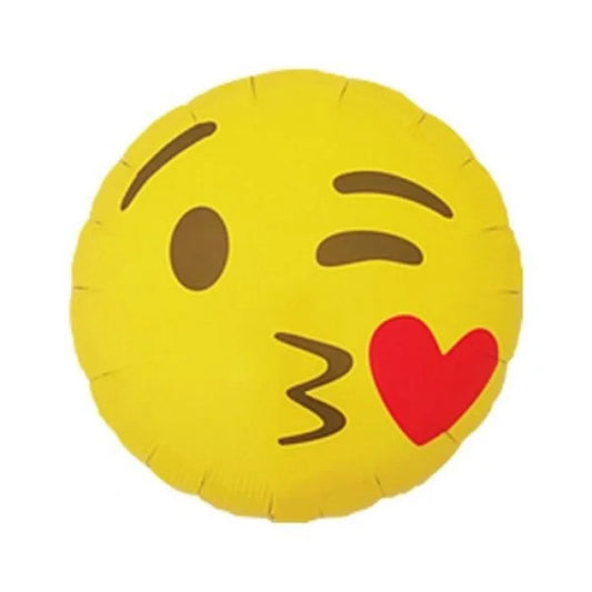 Balon foliowy emoji kiss zółty 45cm