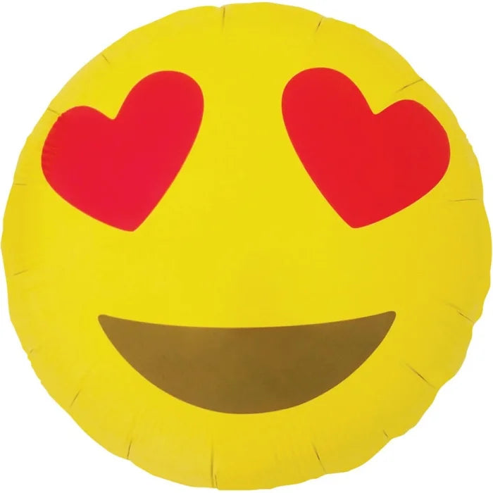 Balon foliowy Emoticon Heart Eyes, 18" QL RND