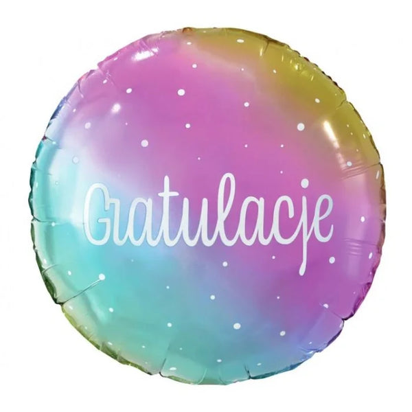 Balon foliowy Gratulacje tęczowy , 18"