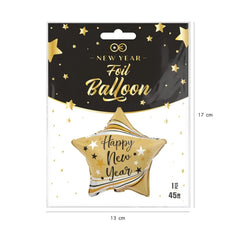 Balon foliowy Gwiazda Happy New Year – matowe złoto 45 cm - Balloons