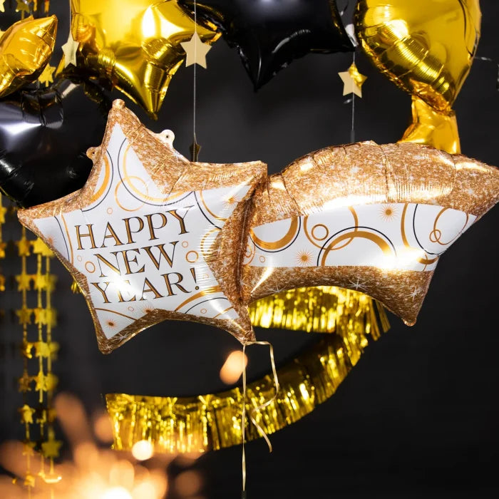 Balon foliowy Gwiazda Noworoczna 106 × 55 cm – efektowna dekoracja na Sylwestra i Nowy Rok - Balloons